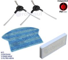 Kit Escova filtro e Mop Para Robô Aspirador Wap W300