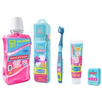 Kit escova + fio dental + gel + enxaguante -peppa pig - azul Kit escova + fio dental + gel + enxaguante -peppa pig - azul
