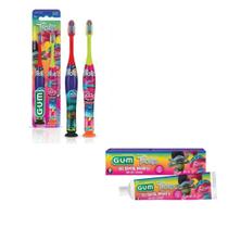 Kit Escova Infantil C/ Ventosa Trolls C/ 2 un + Pasta - Gum Cor:Amarela e Vermelha