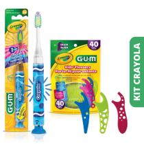 Kit Escova Infantil com Led Crayola GUM Escova c/ Luz + Flosser