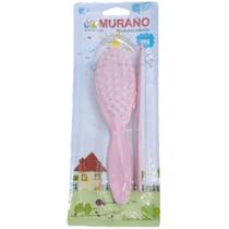 Kit escova, pente murano rosa