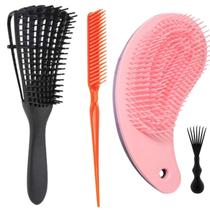 Kit Escova Polvo Cacho+ Pente 3 Fileiras + Escova Mágica