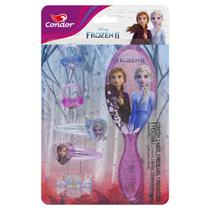 Kit Escova + Prendedor + 2 Presilhas + 2 Anéis Frozen Ii Condor