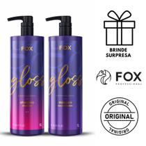 Kit Escova Progressiva Fox Gloss Original 2x1000ml Efeito 100% Liso - Fox Cosméticos