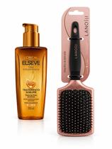 Kit Escova Raquete Lanossi Bronzer + Óleo Elseve Extraordinário 100ml Desembaraço Brilho e Maciez Kit Escova Raquete Lanossi Bronzer + Óleo Elseve Extraordinário 100ml Desembaraço Brilho e Maciez