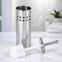 Kit Escova Sanitária Inox com Suporte para Vaso Sanitário Conjunto Banheiro Compacto e Moderno Kit Escova Sanitária Inox com Suporte para Vaso Sanitário Conjunto Banheiro Compacto e Moderno