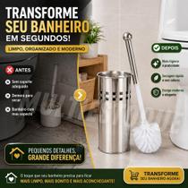 Kit Escova Sanitária Inox com Suporte Ventilado Secagem Rápida e Design Moderno Kit Escova Sanitária Inox com Suporte Ventilado Secagem Rápida e Design Moderno