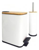 Kit Escova Sanitária + Lixeira 5 Litros Retangular Em Inox - Kit Escova Sanitária + Lixeira 5 Litros Retangular Em Inox -