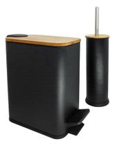 Kit Escova Sanitária + Lixeira 5 Litros Retangular Em Inox