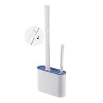 KIT ESCOVA SANITÁRIA SILICONE FLEXÍVEL COM SUPORTE FIXADOR DE PAREDE Cor:Cinza