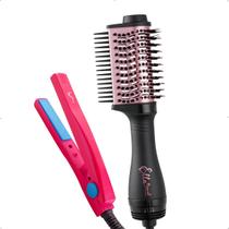 Kit Escova secadora com pente ELLA TRAVEL + Mini Chapinha Paulinha - Segredo Dela