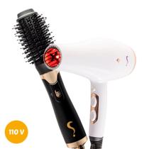 Kit Escova Secadora Lara Modela Legal 110V + Secador de Cabelo Vivi Infravermelho 110V - Segredo Dela