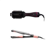 KIT Escova Secadora Oval Modeladora 127V com Prancha Modeladora Espiral Essenza c/revestimento cerâmico, display digital - Multilaser