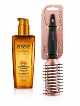 Kit Escova Ventilada Lanossi Bronzer + Óleo Elseve Extraordinário 100ml Secagem Rápida e Brilho