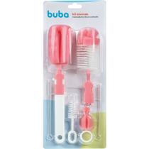 Kit Escovas BUBA para Mamadeiras e Canudos - Rosa