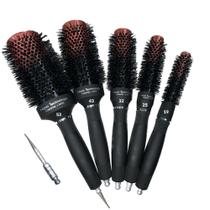 Kit Escovas Cerdas De Javali Nano technology Cerâmica Professional + Ionic. preta e vermelha
