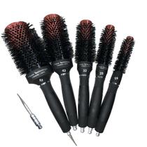Kit Escovas Cerdas De Javali Nano technology Cerâmica Professional Ionic. preta e vermelha