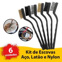 Kit Escovas De Aço Multiuso Jogo com 6 Peças Aço Cobre Nylon Limpa Grelha Churrasqueira Manual Ferramenta Conjunto Limpeza