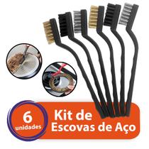 Kit Escovas De Aço Multiuso Jogo com 6 Peças Aço Cobre Nylon Limpa Grelha Churrasqueira Manual Ferramenta Conjunto Limpeza