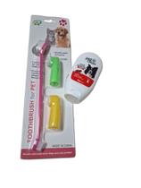 Kit Escovas de Dente + Creme Dental p/ Cachorros e Gatos Pet Clean Sabor Carne 90g