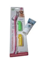 Kit Escovas de Dente + Creme Dental Pet Clean p/ Cachorros e Gatos