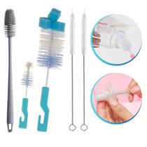 Kit Escovas Higienizadora Lavar Louças Garrafas Copos Taças Mamadeiras Canudos Bicos