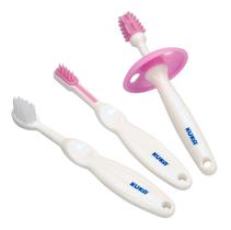 Kit Escovas Kuka Higiene Bucal Para Treinamento 6m+ Rosa