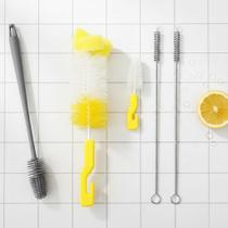 Kit Escovas Limpeza 5 em 1 Silicone e Nylon p/ Copos, Mamadeiras, Canudos e Garrafas Kit Escovas Limpeza 5 em 1 Silicone e Nylon p/ Copos, Mamadeiras, Canudos e Garrafas