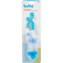 Kit escovas mamadeira e bico com esponja azul buba