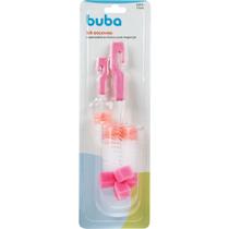 Kit escovas mamadeira e bico com esponja rosa buba