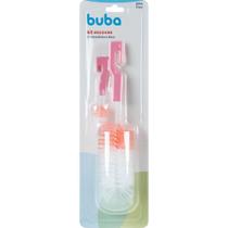 Kit Escovas para Lavar Mamadeira e Bico Azul Rosa Cinza Multiuso Mamadeiras Copos Buba Baby