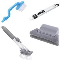 Kit Escovas Para Limpeza de Casa Cozinha Banheiro 4 Peças