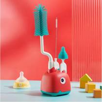 Kit Escovas Para Limpeza De Mamadeira Dinossauro Silicone