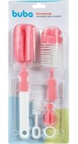 Kit Escovas para Mamadeiras, Bicos e Canudos - Rosa - Buba
