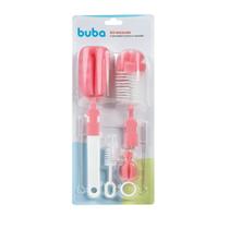 Kit Escovas para Mamadeiras De Bico E Canudo Rosa 7291 - Buba