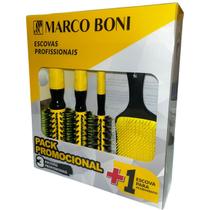 Kit Escovas Profissional Marco Boni 3 Escovas Termica Ceramica P M G + Raquete Desembaraçante