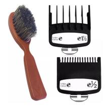 kit Escovinha P/ Barba Cerdas Naturais + Pentes Especiais kit Escovinha P/ Barba Cerdas Naturais + Pentes Especiais