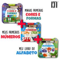 KIT Escreva e Apague MINHAS PRIMEIRAS CORES E FORMAS + MEUS PRIMEIROS NÚMEROS + MEU LIVRO DO ALFABETO Aprender Escrita KIT Escreva e Apague MINHAS PRIMEIRAS CORES E FORMAS + MEUS PRIMEIROS NÚMEROS + MEU LIVRO DO ALFABETO Aprender Escrita
