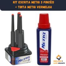 Kit Escrita 3 Pincéis Metiq P/cartaz + 1 Tinta Metiq Vermelha