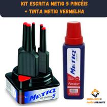 Kit Escrita 5 Pincéis Metiq P/cartaz + 1 Tinta Metiq Vermelha