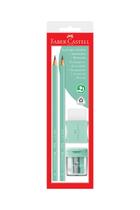 Kit Escrita Faber-Castell Pastel Verde com 2 Lápis Hb Nº2, 1 Apontador e 1 Borracha - Faber Castell