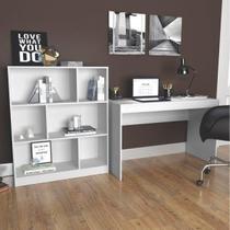 Kit Escritório B28 com Mesa e Estante com 6 Nichos - Branco