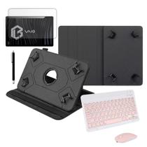 Kit Escritório Capa + Película + Teclado e Mouse Rosa + Caneta Para Tablet Vaio