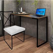 Kit Escritório Clark Cadeira e Mesa Industrial Ferro Preto Tampo MDF Ambar material sintético Branco - Ahz Móveis