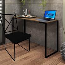 Kit Escritório Clark Cadeira e Mesa Industrial Ferro Preto Tampo MDF Ambar material sintético Preto - Ahz Móveis