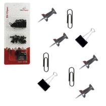 Kit Escritorio Clips / Tachinhas / Binders Com 42 Pecas