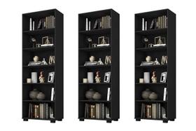 Kit Escritório com 3 Livreiros Office Preto TX - FdECOR
