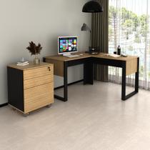 Kit Escritório Com Mesa De Canto e Gaveteiro AME/PT - Tecno Kit Escritório Com Mesa De Canto e Gaveteiro AME/PT - Tecno