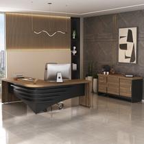 Kit Escritório Completo 2 Peças Mesa Diretor em L Tamburato Balcão com Gavetas Multiuso