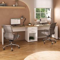 Kit Escritório Completo para 2 Pessoas com 3 Peças: 2 Escrivaninhas e 1 Gaveteiro Home Office